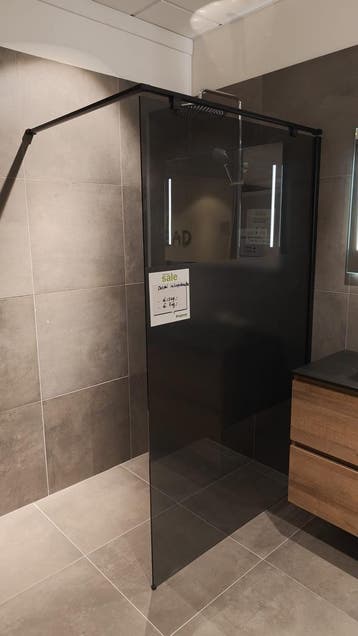 Showmodel inloopdouche 120cm zwart semi sat. rookglas - 0069, Ophalen, Nieuw, Glas, Douche