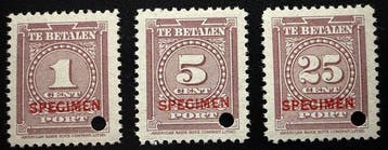Suriname 1945 - Portzegels met opdruk ‘SPECIMEN’ en, Gestempeld