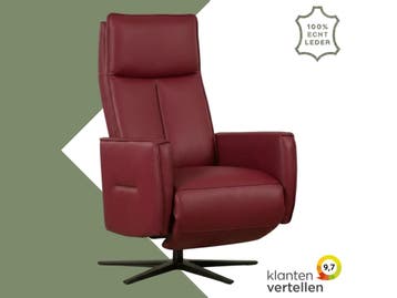 Leren handmatige relaxfauteuil Honor - Massif Rubino, Nieuw, Ophalen of Verzenden, Modern, 50 tot 75 cm