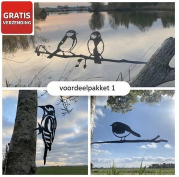 Tuindecoratie voordeelpakket van metalen vogels, Tuin en Terras, Tuinwanddecoratie, Verzenden, Nieuw