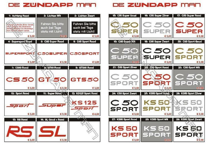 Nu Alle soorten Zundapp Stickers bij De Zundappman, Fietsen en Brommers, Brommeronderdelen | Zundapp, Overige typen, Nieuw, Verzenden