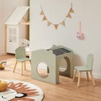 Kindertafelset Romso zitgroep met 2 stoelen mintgroen zwart, Verzenden, Nieuw