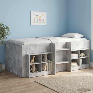 vidaXL Kinder Hoogslaper Betongrijs 80 x 200 cm Bewerkt hout, Eenpersoons, Verzenden, Nieuw, Grijs