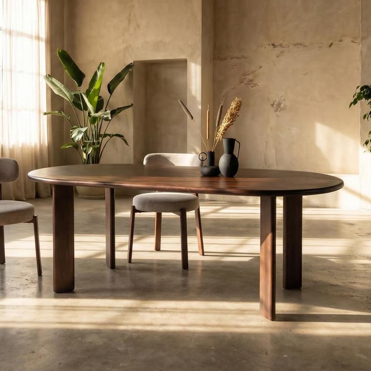 *WOONWINKEL* Ovale Eettafel Walnoot Bruin 200 Cm, Huis en Inrichting, Tafels | Eettafels, Nieuw, Verzenden
