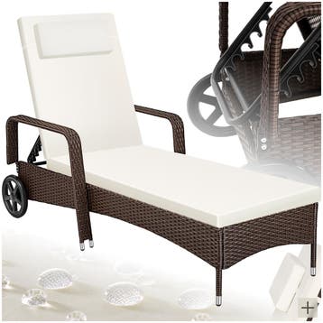 Wicker ligbed met wielen - bruin mix, Verzenden, Nieuw