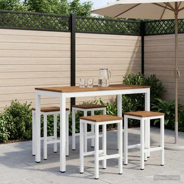 vidaXL Tuinbar Tafel Natuurlijk en Wit 108,5 x 55 x 105 cm, Verzenden, Nieuw
