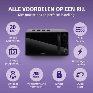 Brabantia BBEK1145DG Magnetron met Grillfunctie, Verzenden