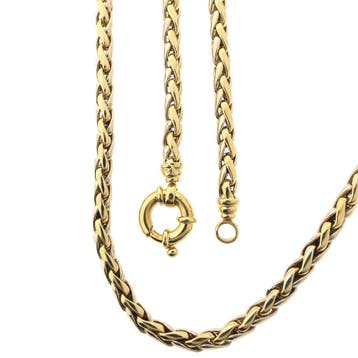 Bicolor gouden vossenstaart schakelcollier (Ketting), Ophalen of Verzenden, Gebruikt, Goud, Goud