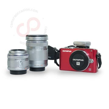 Olympus PEN E-PL3 rood + lenzen + flitser nr. 2192, Ophalen of Verzenden, Gebruikt