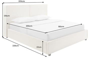 Bed ROCCO 180x200cm, beige met lattenbodem en opbergruimte -, Ophalen of Verzenden, Nieuw