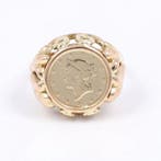 Ring - 12 kt. Geel goud, Roségoud, 1 Dollar 1854., Sieraden, Tassen en Uiterlijk, Ringen, Nieuw