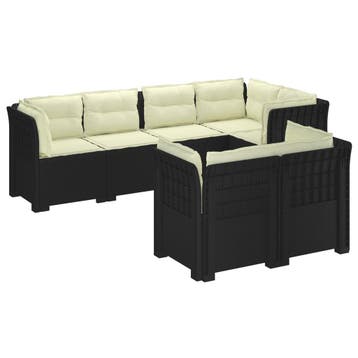 vidaXL 7-Persoons Tuinbank met Kussens Rieten Look PP, Verzenden, Nieuw
