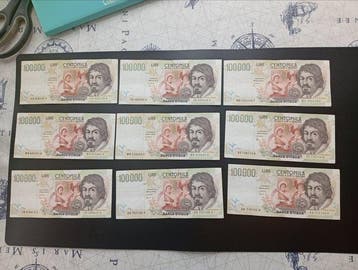 Italië. - 9 x 100.000 Lire Caravaggio II tipo - Gigante BI