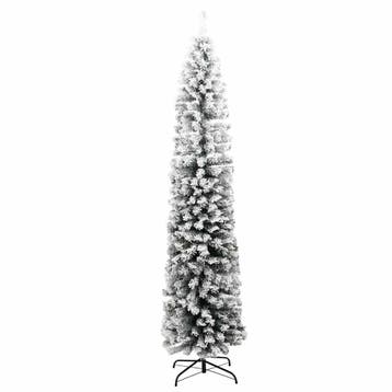 vidaXL Kunstkerstboom met sneeuw smal 240 cm PVC groen, Verzenden, Nieuw