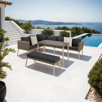 Rotanlounge met aluminium frame Pula - natuur, Verzenden, Nieuw