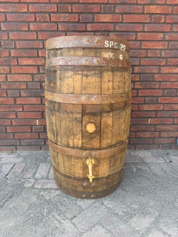 Eiken houten Whiskyvat 125L - regenton met messing kraan, Tuin en Terras, Regentonnen, Met kraantje, Ophalen of Verzenden, Hout