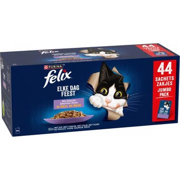 Purina Felix Elke Dag Feest Mix Selectie tonijn, zalm, ru..., Dieren en Toebehoren, Verzenden, Kat