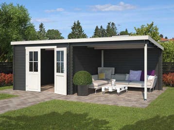 Outdoor Life Blokhut Orlando Carbon Grey-Wit 581 x 292 cm, Nieuw