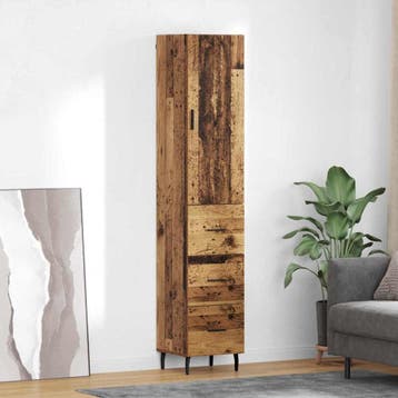 vidaXL Highboard Oud Hout 34,5 x 34 x 180 cm Bewerkt hout, Minder dan 50 cm, Verzenden, Nieuw, Minder dan 100 cm