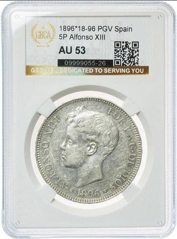 Spanje. Alfonso XIII. 5 Pesetas 1896*96 PGV - GBCA AU53