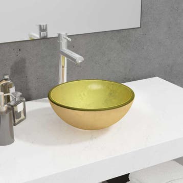 vidaXL Wasbak 30x12 cm gehard glas goudkleurig, Verzenden, Nieuw