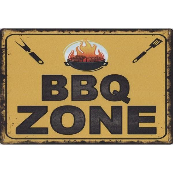 Wandbord -  BBQ Zone / Barbecue Zone, Huis en Inrichting, Woonaccessoires | Wanddecoraties, Nieuw, Ophalen of Verzenden