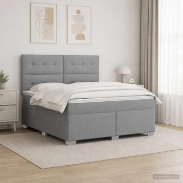 vidaXL Boxspringbed met matras Lichtgrijs 140 x 200 cm Stof, Verzenden, Nieuw