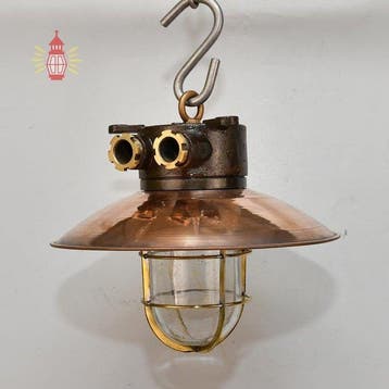 Plafondlamp - Messing, Glas, Koper, gietijzer, Antiek en Kunst