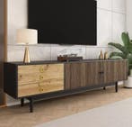 TV-Meubel 180 cm – Lowboard met Golfdeuren en 3 Lades, Huis en Inrichting, Kasten | Overige, Verzenden, Nieuw