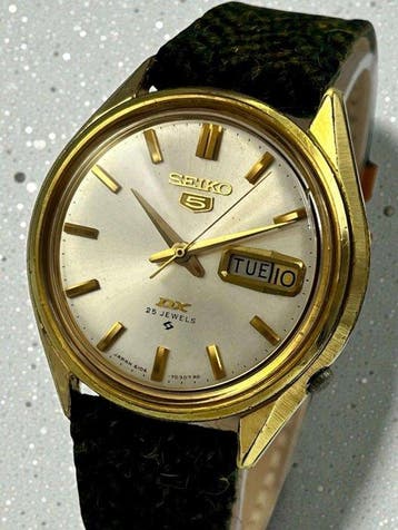 Seiko - Seiko 5 DX - Vintage 1977 - Day Date Gold Tone -, Sieraden, Tassen en Uiterlijk, Horloges | Antiek