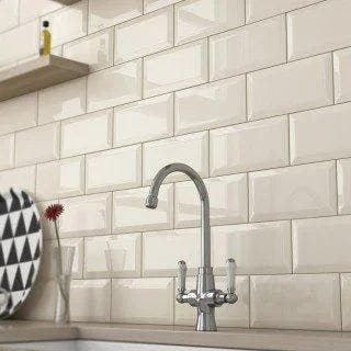 Wandtegel Kerabo Metro Beige Créme Glossy Glans 10x20, Doe-het-zelf en Verbouw, Tegels, Nieuw, 20 tot 40 cm, 10 m² of meer, Wandtegels