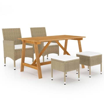 vidaXL 5-delige Tuinset beige, Verzenden, Nieuw, 4 zitplaatsen, Tuinset