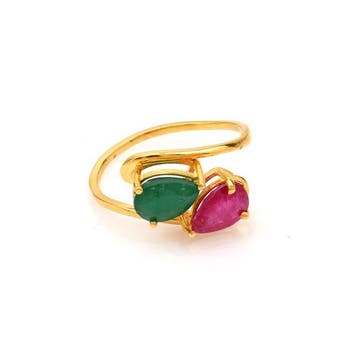 Teenring - 14 karaat Geel goud - 1.80ct. tw. Robijn -
