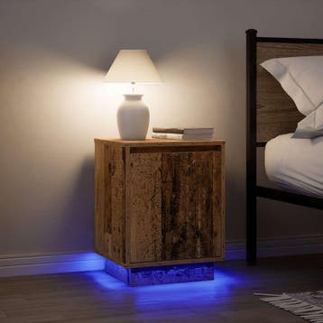 vidaXL Nachtkastjes met led-verlichting 2 st 38x34x50 cm oud, Minder dan 45 cm, Verzenden, Nieuw, Minder dan 55 cm