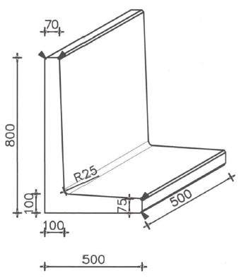 Betonnen L-element 50x50x80 grijs, Ophalen of Verzenden, Nieuw, Beton