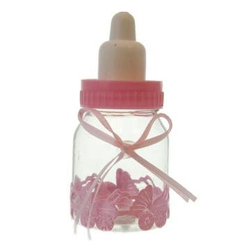 Taartdecoratie Baby Zuigfles Roze 9cm, Verzenden, Nieuw