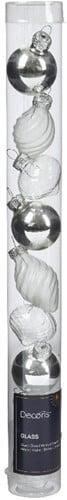 Kerstballen kerstfiguren Glas Zilver ca. 3 cm koker 9 stuks, Ophalen of Verzenden, Nieuw