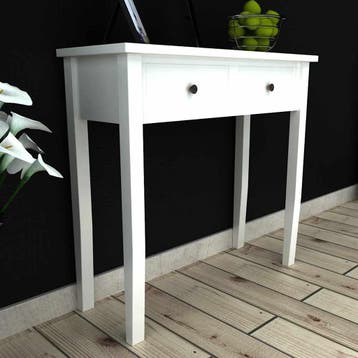 vidaXL Bijzetkastje met 2 lades wit, Verzenden, Nieuw, Hout, 60 cm of meer
