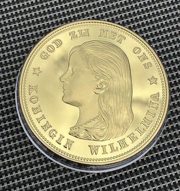 Nederland. Gouden tientje 1897 Wilhelmina Crown Size Herslag