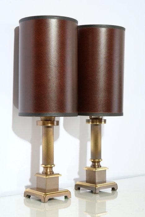 Herda, Paar Exclusieve Bureaulampen/Tafellampen-Neoklassieke, Antiek en Kunst, Curiosa en Brocante