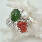 Koraal - Zilver - Ring - CORALLO MEDITERRANEO, Antiek en Kunst