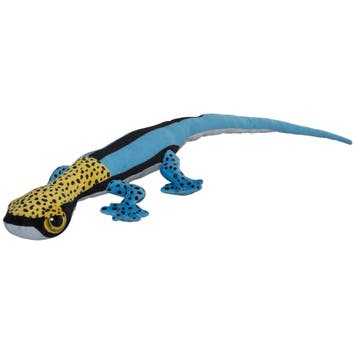 Gekko hagedis knuffel - pluche - blauw/geel - 112 cm, Verzenden, Nieuw