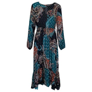 Rinascimento • midi jurk met barok motief • S, Kleding | Dames, Verzenden, Zwart, Rinascimento, Nieuw