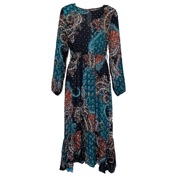 Rinascimento • midi jurk met barok motief • S, Kleding | Dames, Jurken, Zwart, Nieuw, Maat 36 (S), Verzenden