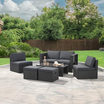 Polyrotan Loungeset / Tuinset Salou - Zwart - Incl. Kussens, Verzenden, Nieuw