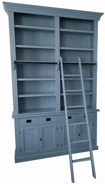 Boekenkast oud blauw  met trap Kesteren 150 x 240cm, Huis en Inrichting, Kasten | Boekenkasten, Ophalen of Verzenden, Nieuw