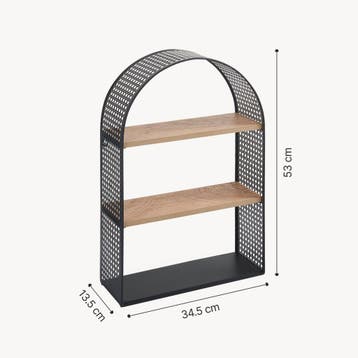 Wandrek Jäller met 3 planken 53x35x14 cm zwart en houtkleuri, Huis en Inrichting, Woonaccessoires | Wandplanken en Boekenplanken