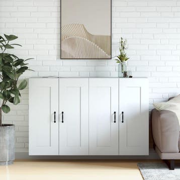 vidaXL Hangkasten 2 st bewerkt hout wit, Minder dan 50 cm, Verzenden, Nieuw, Minder dan 100 cm