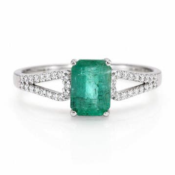 Zonder minimumprijs - Ring Platina - 1.32ct. tw. Smaragd -, Nieuw
