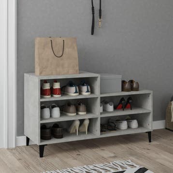 vidaXL Schoenenkast 102x36x60 cm bewerkt hout betongrijs, Verzenden, Nieuw